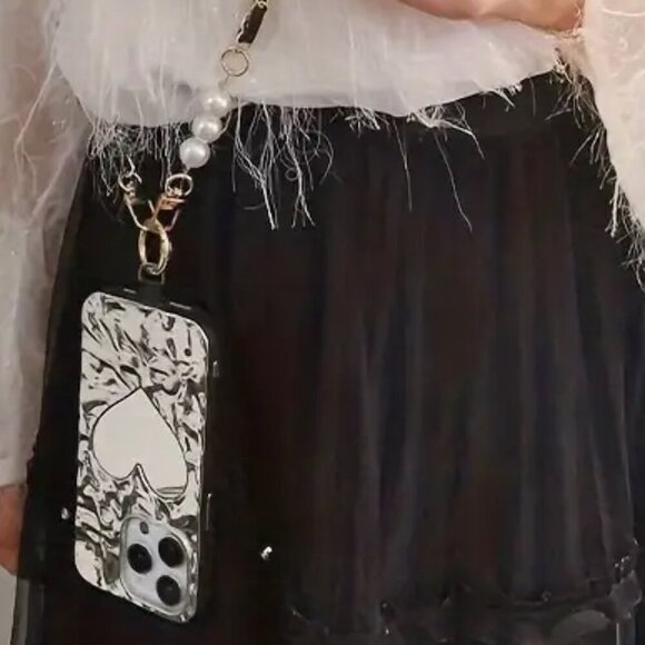 Pearl Faux Leather Chain Mobile Phone Lanyard - Picture 4 of 4